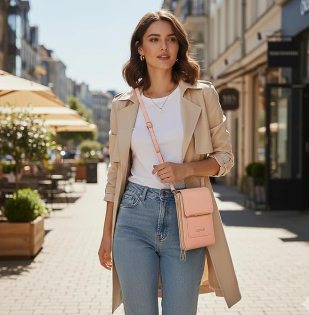 Women Cross Body Purse Touch Screen Phone Purse Leather Cell Phone Purse Cross Body Sling Bag