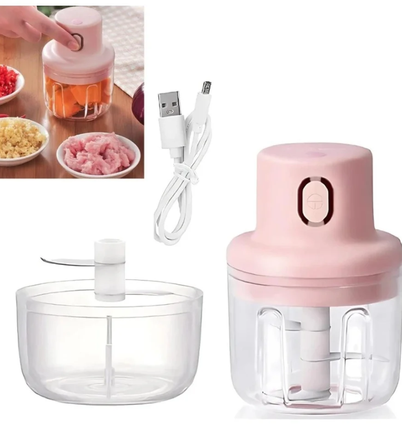 Electric Mini Garlic Chopper, with Stainless Steel Blades and USB Charging Cable for Vegetables, Fruits, Nuts, Onion and Meat Chopping