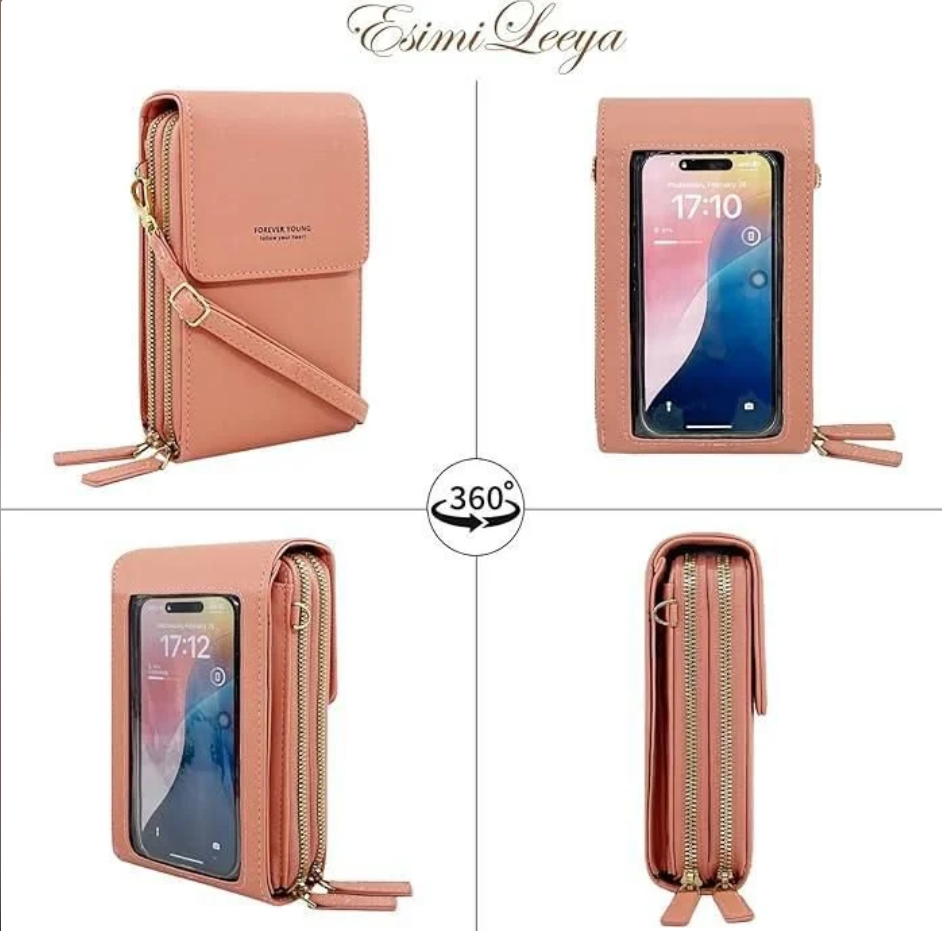 Women Cross Body Purse Touch Screen Phone Purse Leather Cell Phone Purse Cross Body Sling Bag