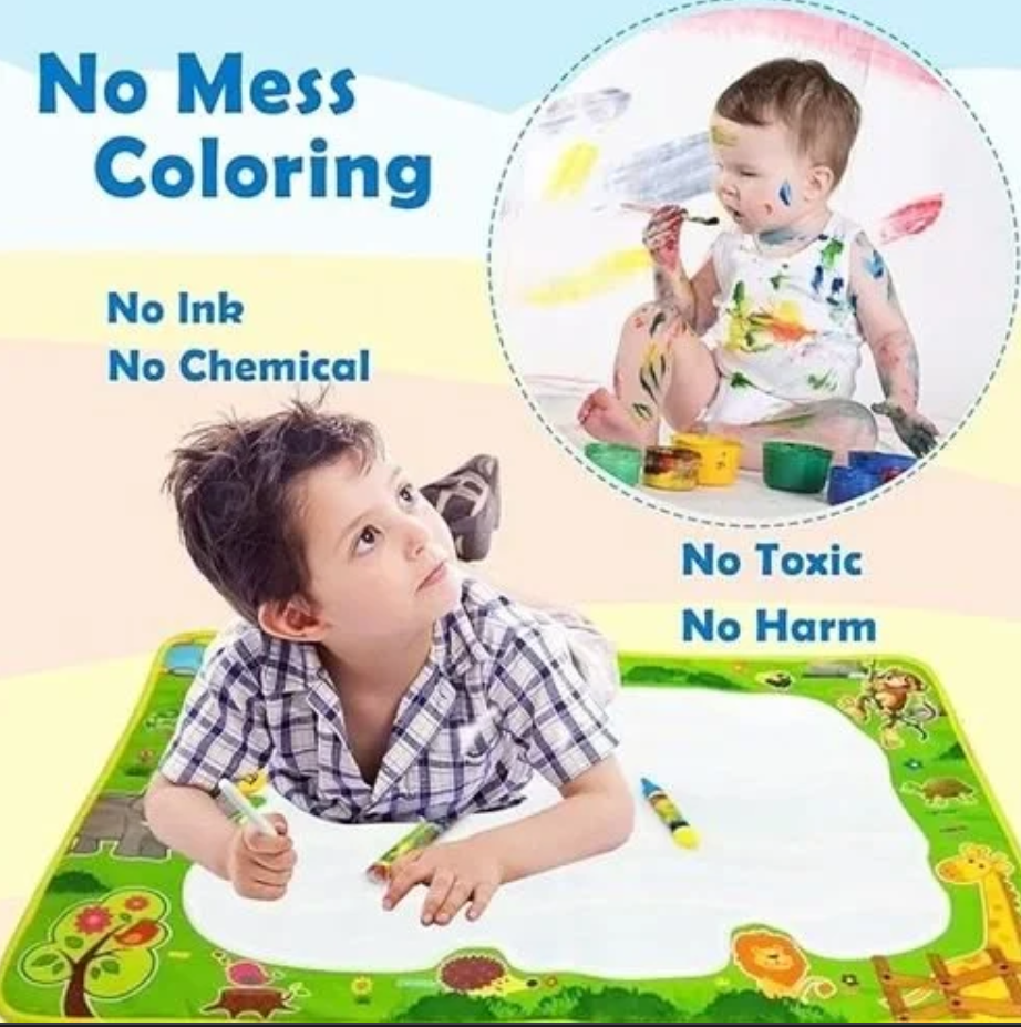 Kids Magic Water Drawing Mat- Combo of 3 Pcs, Reusable Gift for Kids Age (2to 13 ) Mess Free Water Drawing for Toddlers | Learning and Educational Doodle Mat for Girls and boys