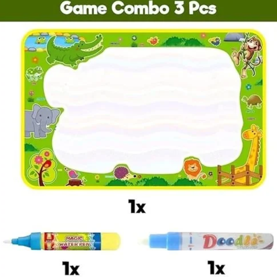 Kids Magic Water Drawing Mat- Combo of 3 Pcs, Reusable Gift for Kids Age (2to 13 ) Mess Free Water Drawing for Toddlers | Learning and Educational Doodle Mat for Girls and boys