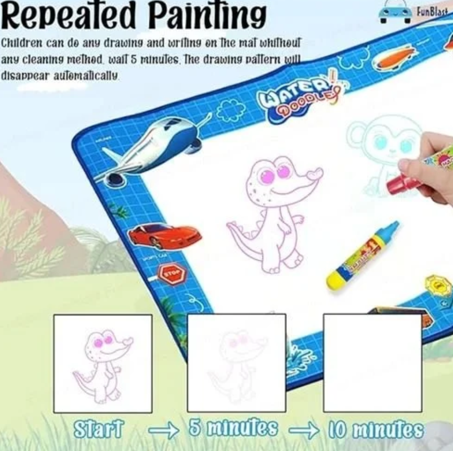 Kids Magic Water Drawing Mat- Combo of 3 Pcs, Reusable Gift for Kids Age (2to 13 ) Mess Free Water Drawing for Toddlers | Learning and Educational Doodle Mat for Girls and boys