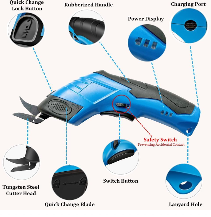 Electric Cloth Cutting Scissors - Cordless Fabric Cutter Machine for Craft and Tailoring, Kaichi Scissors for Leather