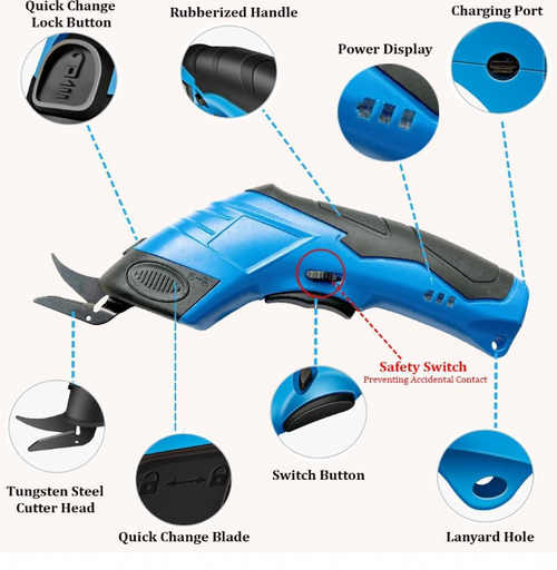 Electric Cloth Cutting Scissors - Cordless Fabric Cutter Machine for Craft and Tailoring, Kaichi Scissors for Leather