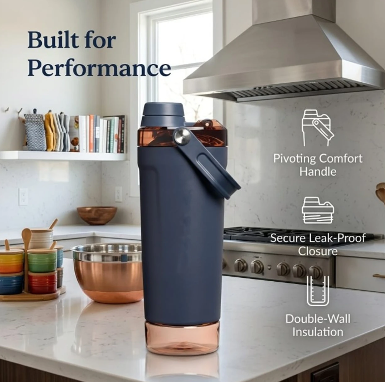 Stainly Gym Shaker Bottle | Vacuum Insulated Stainless Steel Water Bottle | Leakproof Insulated Stainless Steel Shaker Cup Protein Shakes [600 ML]